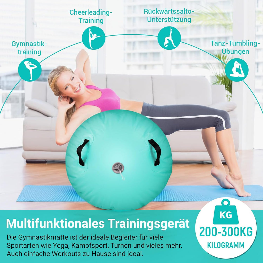 Skeufy Air Matte Track, Aufblasbare Gymnastik Yoga Air Matte Roll mit Elektrischer Luftpumpe, Airrol