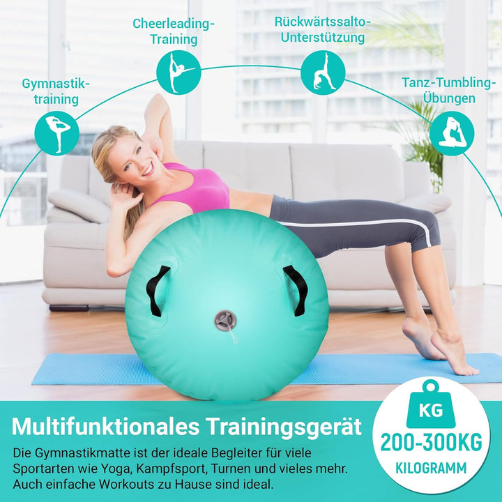 Skeufy Air Matte Track, Aufblasbare Gymnastik Yoga Air Matte Roll mit Elektrischer Luftpumpe, Airrol