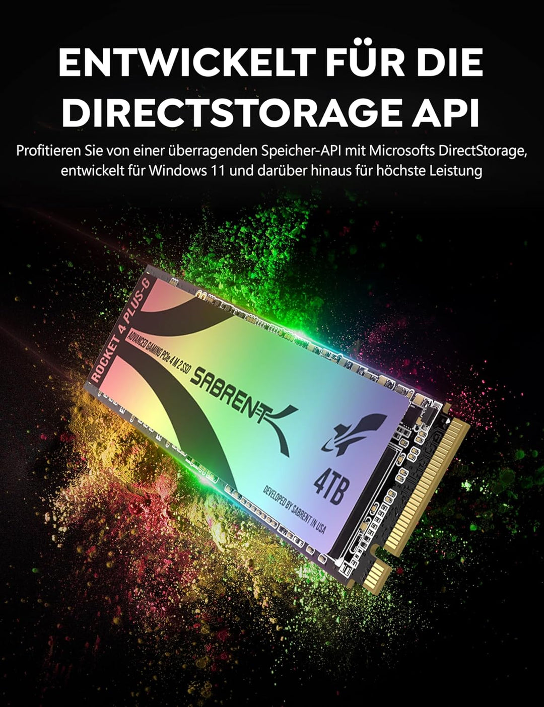 SABRENT Gaming M.2 NVMe SSD 4TB mit Kühlkörper, Internes Solid State 7300 MB/s Lesen, PCIe 4.0 7GBps