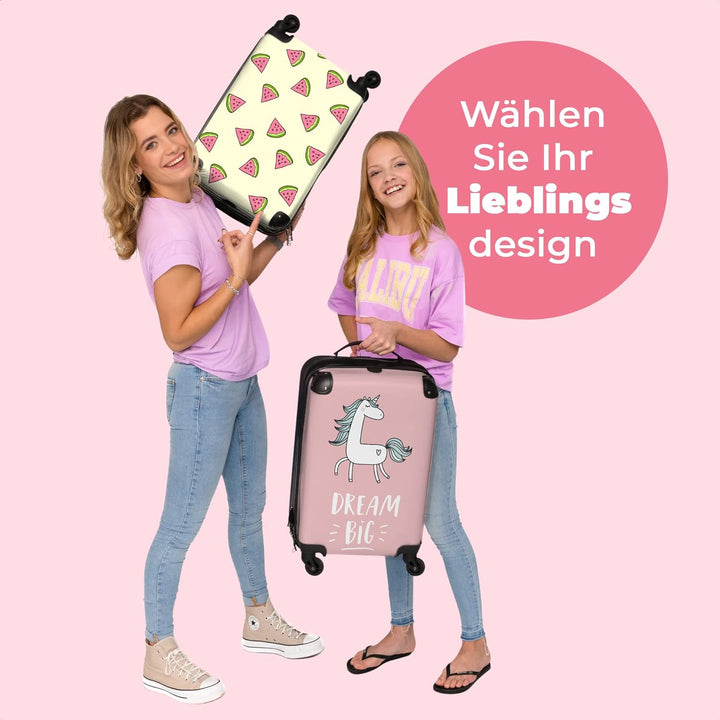 NoBoringSuitcases.com® Kinderkoffer Mädchen - Reisekoffer Kinder, Kabinentrolley, Leichtgewicht, 4 R