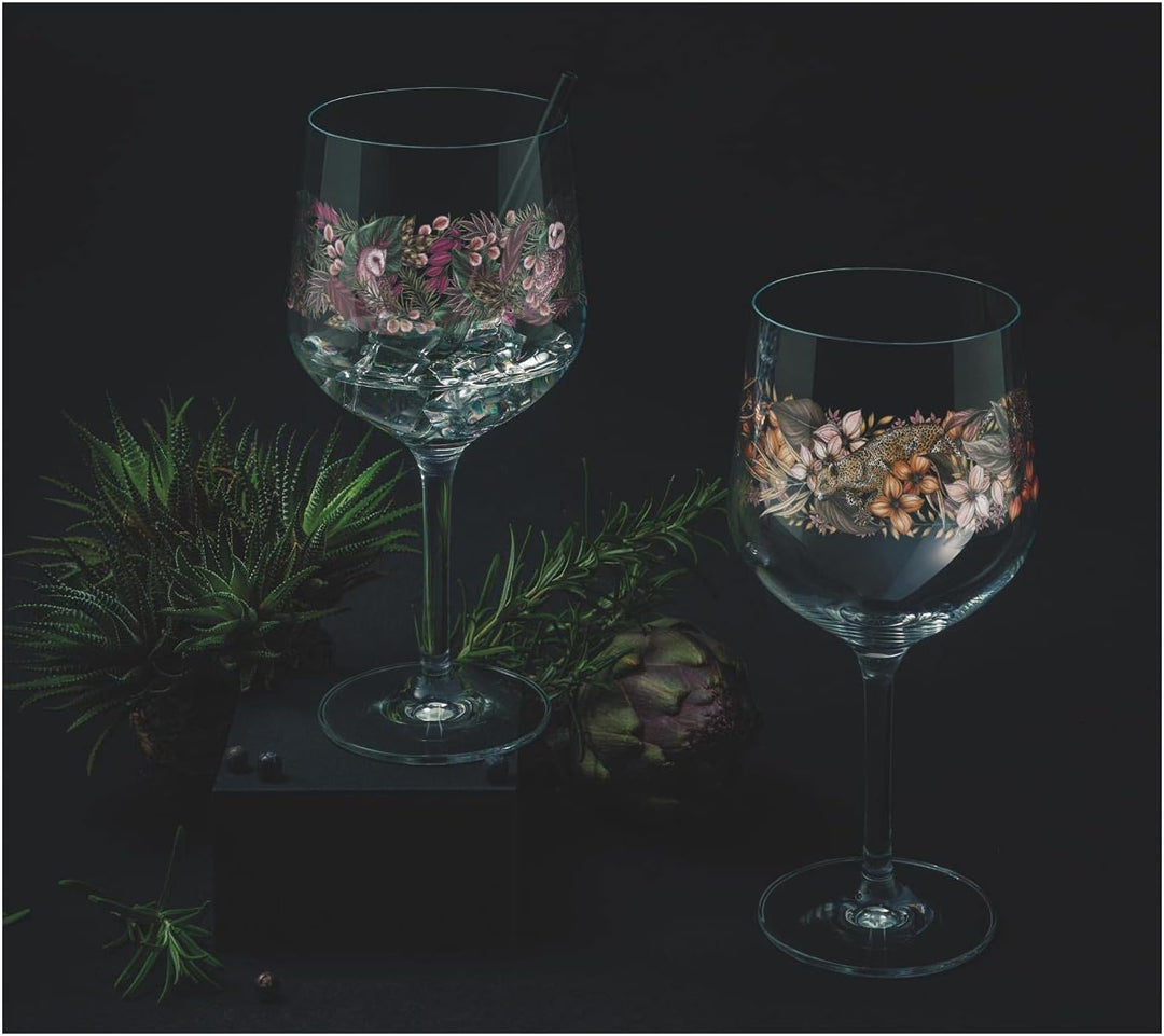 Ritzenhoff 3691002 Gin-Glas 700 ml - Serie Schattenfauna Set Nr. 2 – 2 Stück, Leopard &amp; Eule – Made