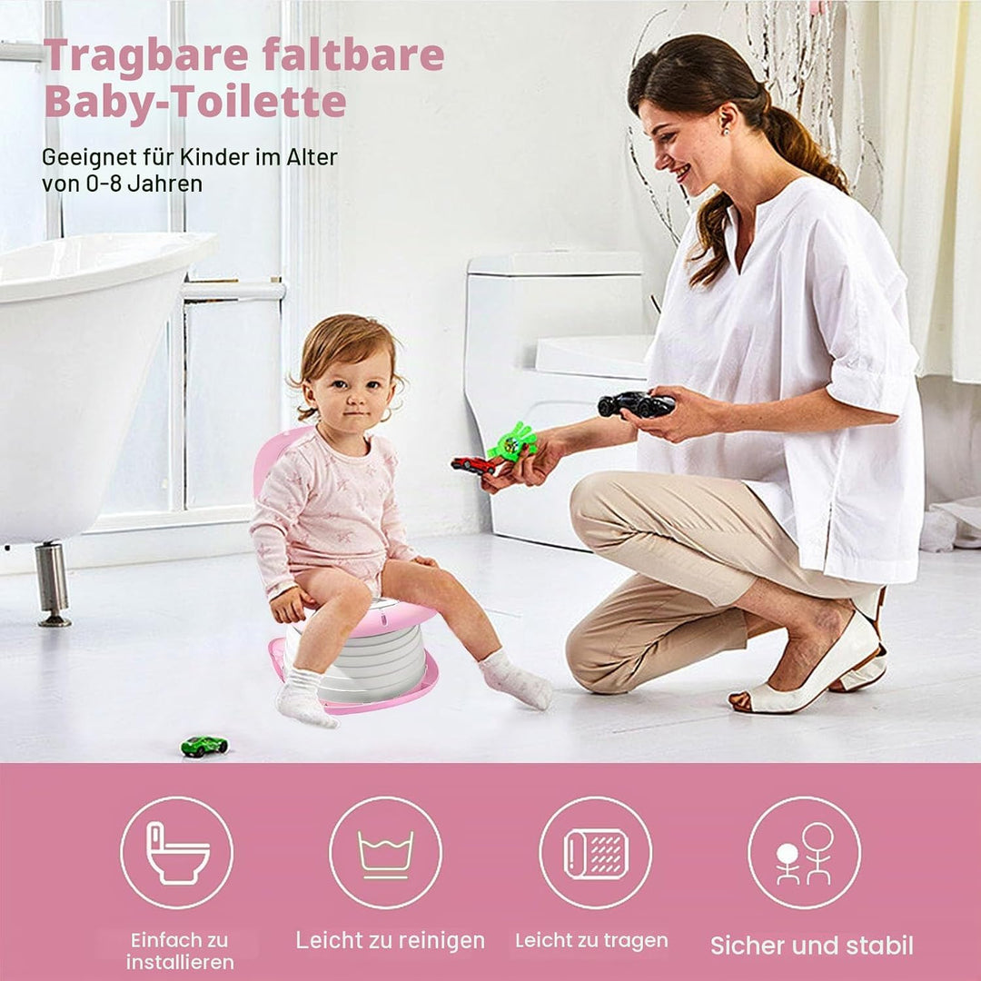 Faltbarer Toilettensitz für Kinder, Reisetöpfchen für Auto, Outdoor &amp; Indoor, Praktisch für Camping