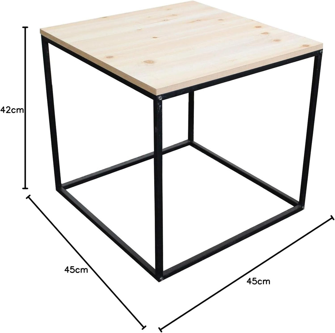Spetebo Metall Beistelltisch mit Holz Tischplatte - 45x45x42 cm - Couchtisch Sofatisch Tisch ca. 45