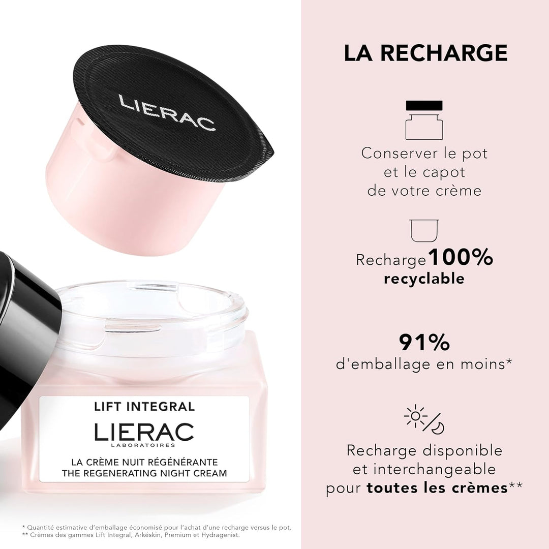 LIERAC Lift Integral La Crème Nuit Régénérante Refill, 50 ml Rose 1 Unità (Confezione da 1), Rose 1