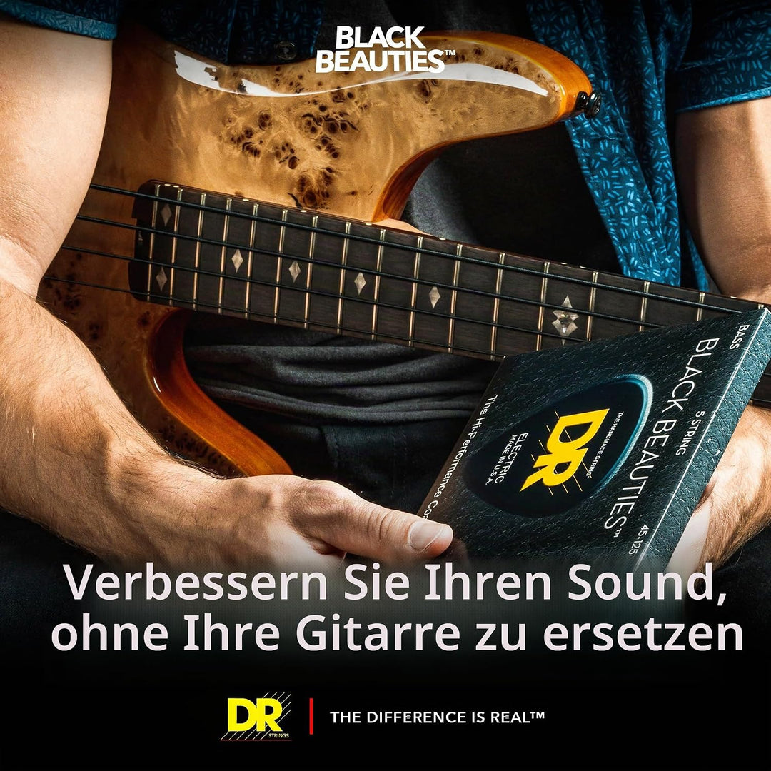 DR Strings Bass-Saiten Black Beauties, Bass-Seiten vernickelt, schwarz beschichtet, auf rundem Kern,