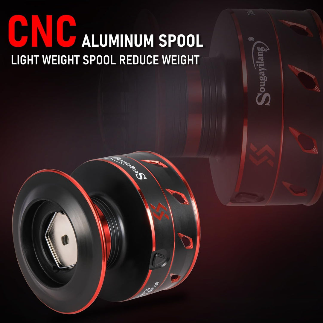 Sougayilang Karpfenruten- und Rollenset, teleskopische Reiseangelruten, 4,7:1 leistungsstarke Karpfe