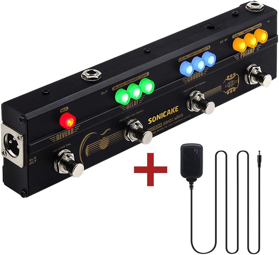 SONICAKE Multi Effektpedal Gitarre Akustikgitarre DI Box Multi Effektpedal Preamp Chorus Delay Rever