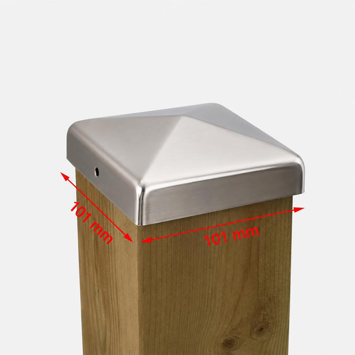 10x Edelstahl Pfostenkappe Abdeckkappe für Pfosten Pyramide 101 mm 10x10 cm
