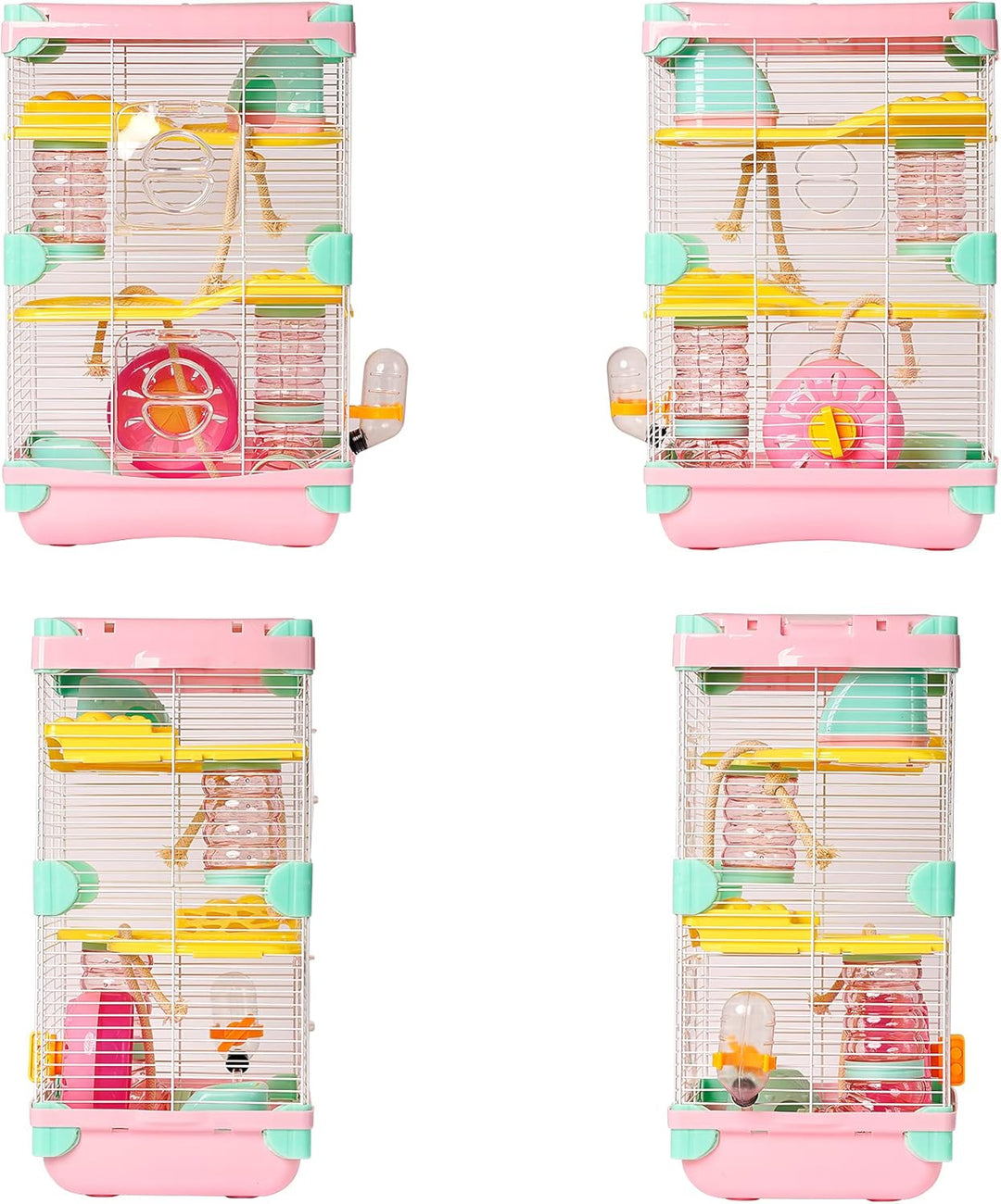 Käfig für Hamster, Roborowski, Käfig für Hamster, 27.7 * 20.5 * 42.5cm, 2 Etagen, mit Rad, Trinknapf