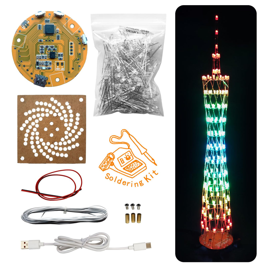 GZT-12 Led Canton Tower Modell DIY Elektronik Kit, LED Würfel Modell Handgemachtes Lötprojekt Kit (G