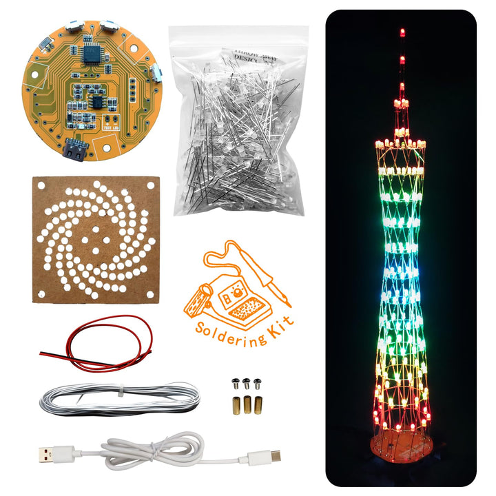 GZT-12 Led Canton Tower Modell DIY Elektronik Kit, LED Würfel Modell Handgemachtes Lötprojekt Kit (G