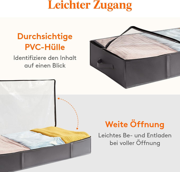 Lifewit Unterbett Aufbewahrungsbox Unterbettkommode,Faltbare Kleideraufbewahrungstasche mit Deckel f