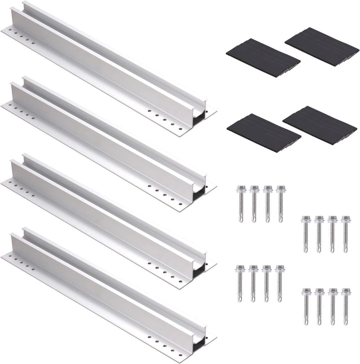 PARTSEE Schienen für Solarmodul Halterung, Solarpanel Alu Halterung Trapezblech Flachdach PV Befesti