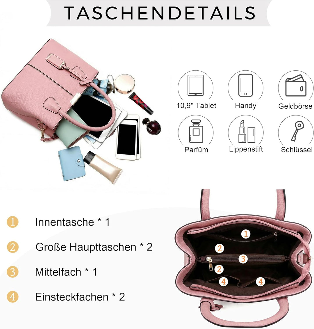 VARLIVOO Elegant Damen Handtasche Schultertasche Frauen Umhängetasche Taschen Shopper Wasserdicht PU