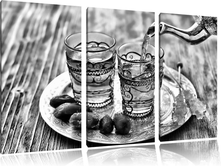 Pixxprint Arabischer Tee als Leinwandbild | Grösse: 3 Teilig (120x80) | Wandbild| Kunstdruck | ferti