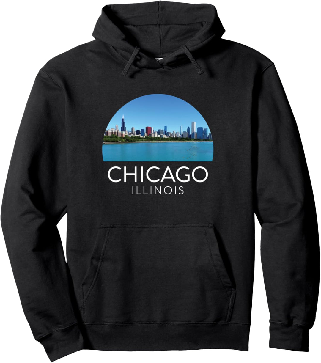 Chicago River Buildings Architektur Skyline Fähre Reise USA Pullover Hoodie