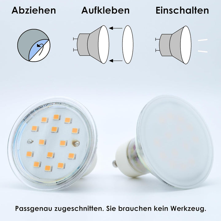 KROPP Selbstklebende Diffusorfolien für LED Lampen, 6 cm Kreiszuschnitt, Milchglasfolie für schöne O