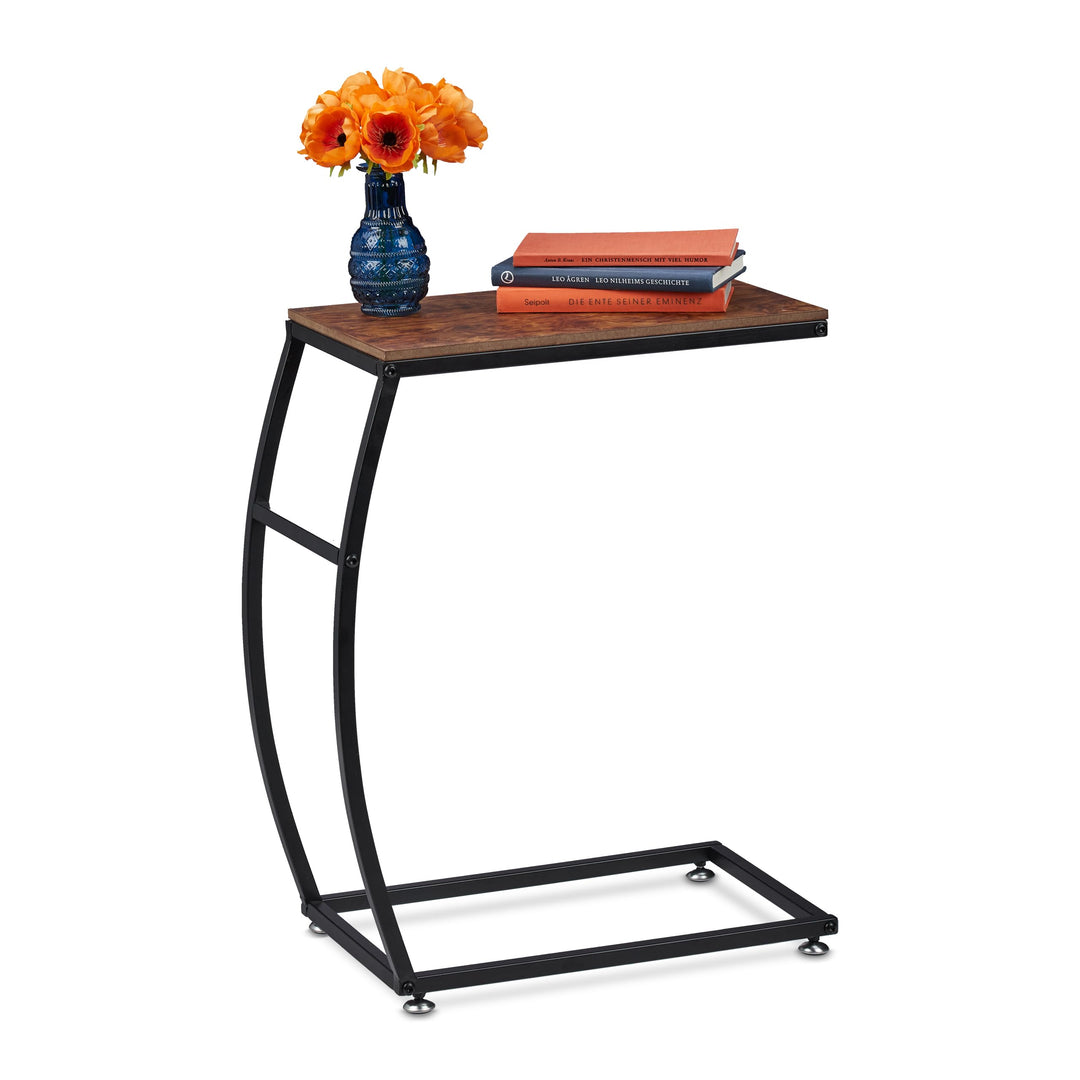 Relaxdays Beistelltisch Industrial Design, C-Form, HBT 58,5 x 47,5 x 25 cm, Tisch für Couch & Bett,