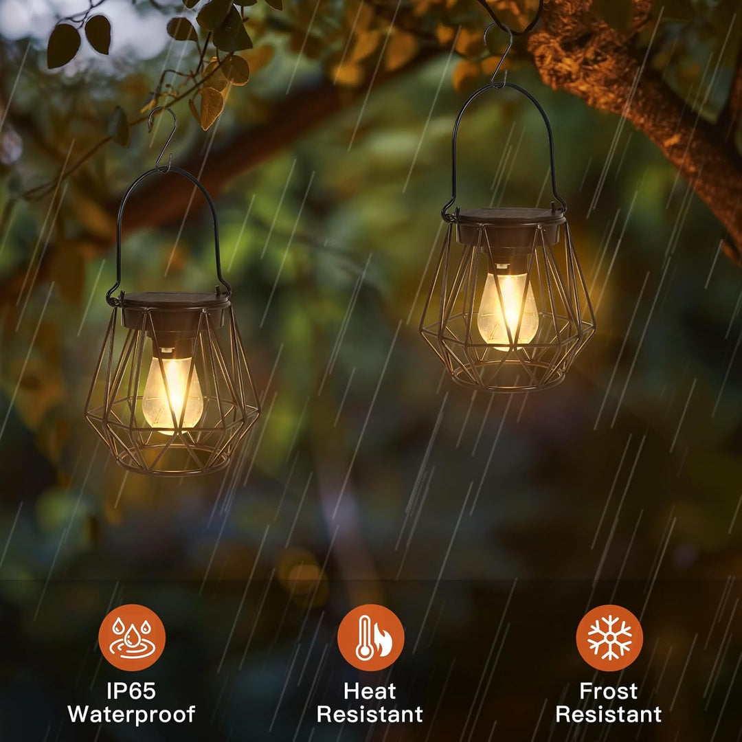 Ketom Solarlampen für Aussen Hängend/Stehend, 2 Stück Retro LED Solar Laternen, IP65 Wasserdicht Met