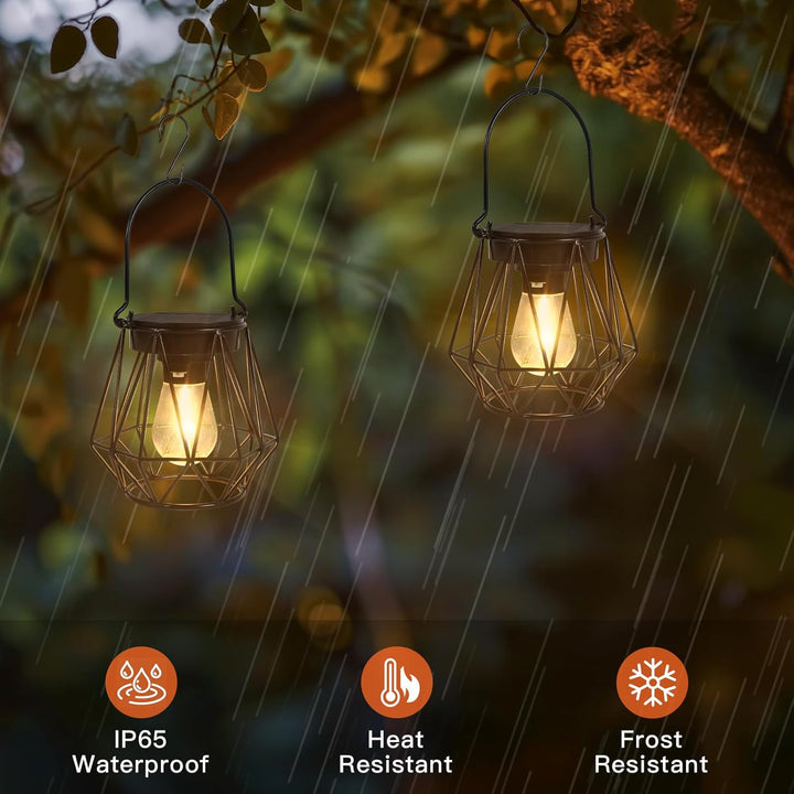 Ketom Solarlampen für Aussen Hängend/Stehend, 2 Stück Retro LED Solar Laternen, IP65 Wasserdicht Met