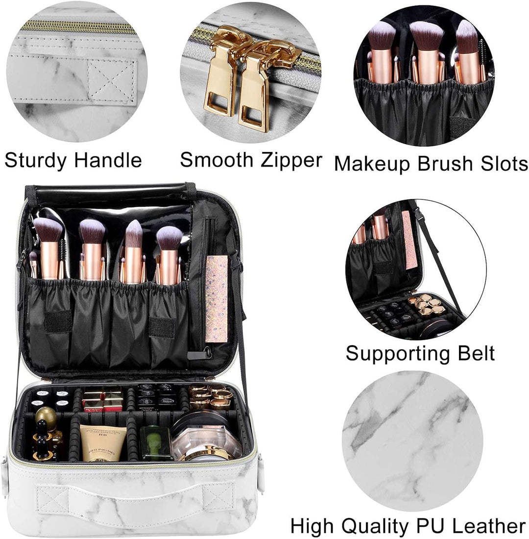 Kosmetiktasche, Schminkkoffer PU Leder Grosse Kapazität Professionelles Make Up Organizer Tasche Was