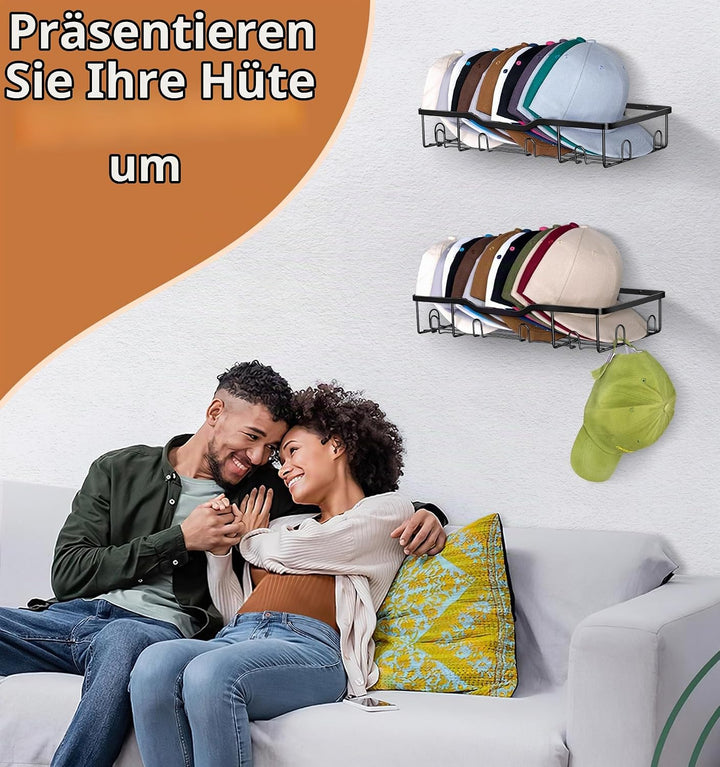 KEETDY Hutständer aus Metall für Baseballkappen, Wand-Hut-Organizer, passend für 20 Kappen, 2 Packun
