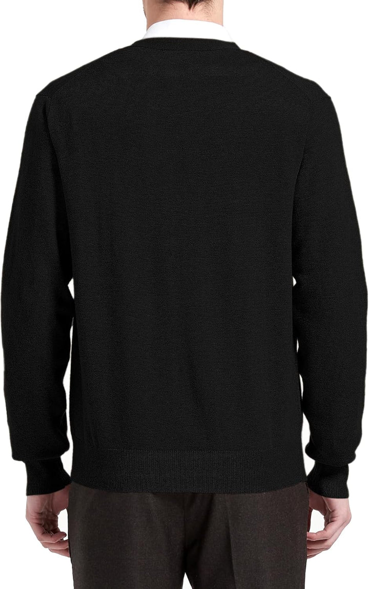 Kallspin Herren Strickjacke aus Wollmischung V-Ausschnitt Cardigan mit Knopfverschluss und Taschen 3