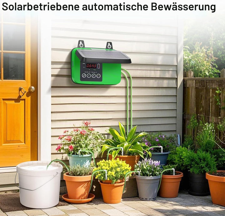 VIVOSUN Solar Automatische Tropfbewässerung Set mit Zeituhr, 3W Ausgang, Solarbetriebenes Bewässerun