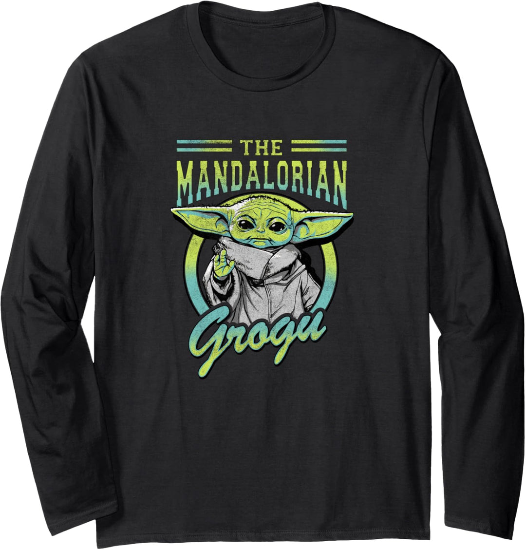 Star Wars: The Mandalorian Grogu Logo Portrait Langarmshirt