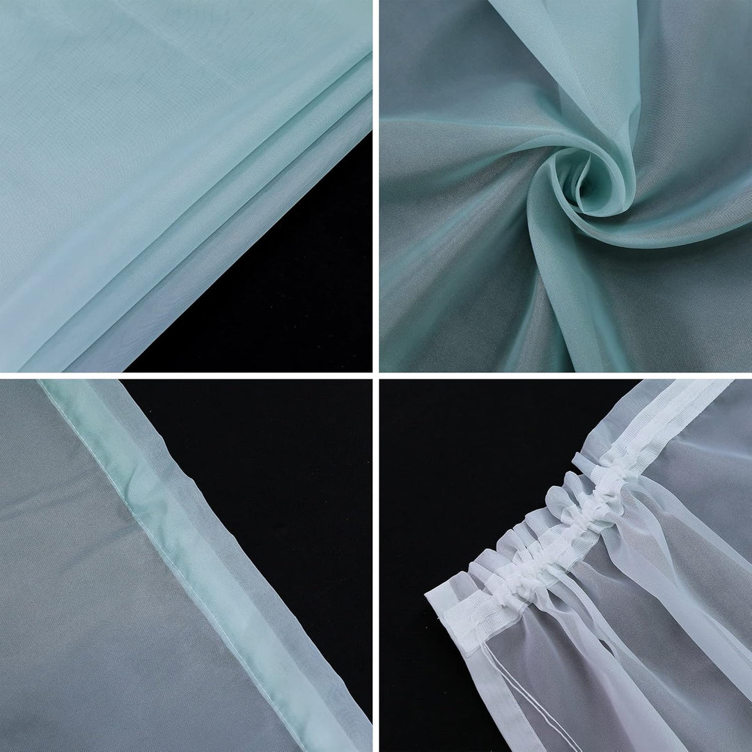 HongYa 2er-Pack Farbverlauf Gardinen Transparenter Voile Vorhänge Schals mit Kräuselband H/B 245/140