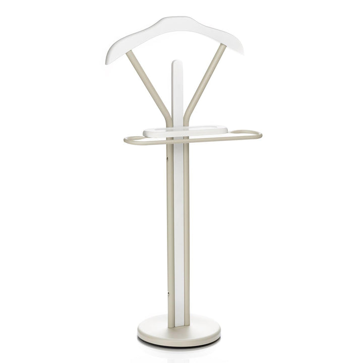 IDIMEX Herrendiener Fabio mit Hosenbügel und Ablage, Beige/Weiss - Stummer Diener Kleiderbutler Klei