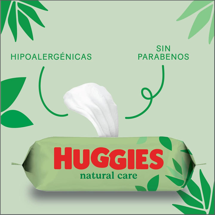 Huggies® Natural Care Babytücher, 10x56 Tücher, hergestellt aus Hautpflegefasern für eine gesunde Ha