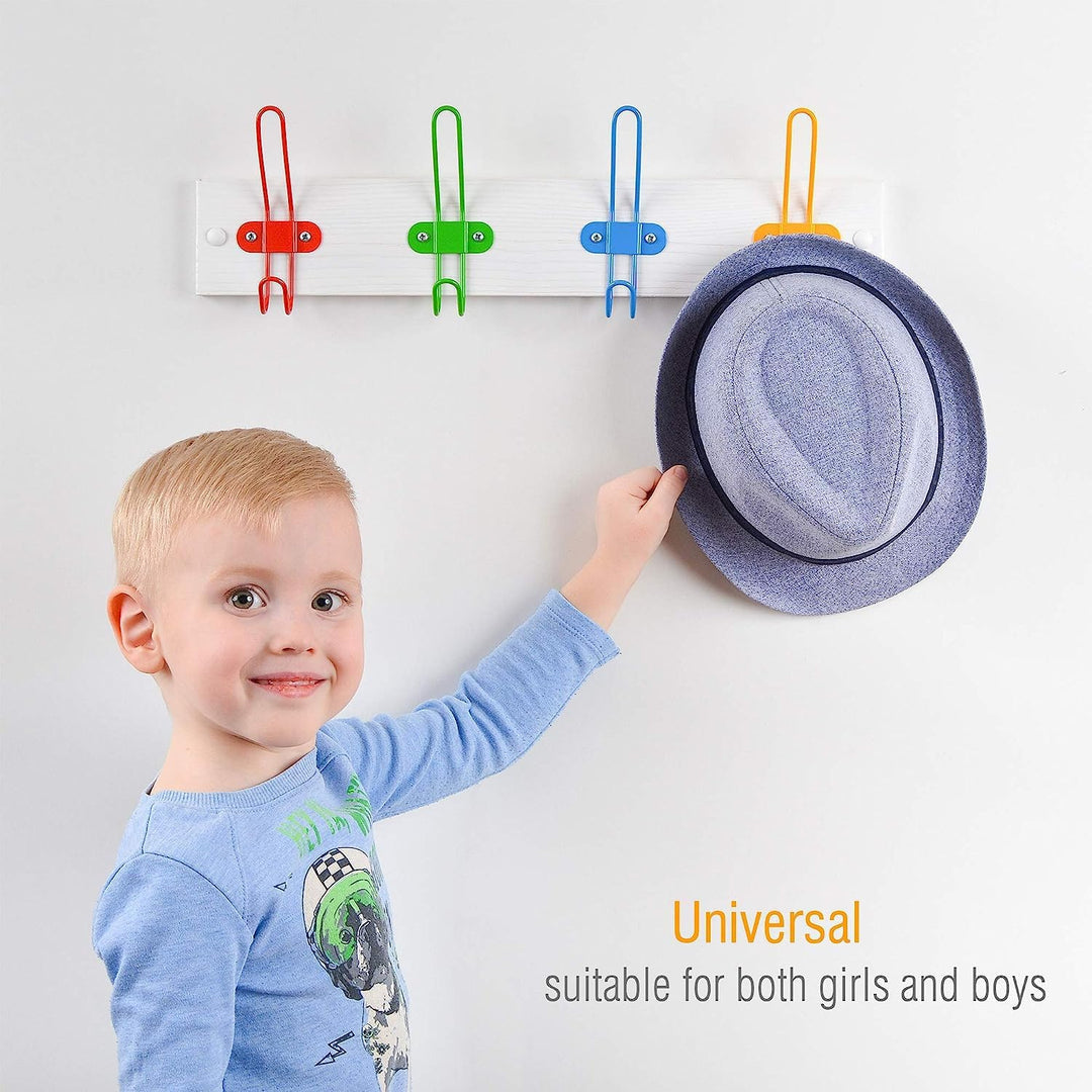 Kleiderhaken 2er Set - Mattweiss - 4 Metallhaken - 43,5x7,5 cm - Kinderzimmer Garderobe mit Farbigen