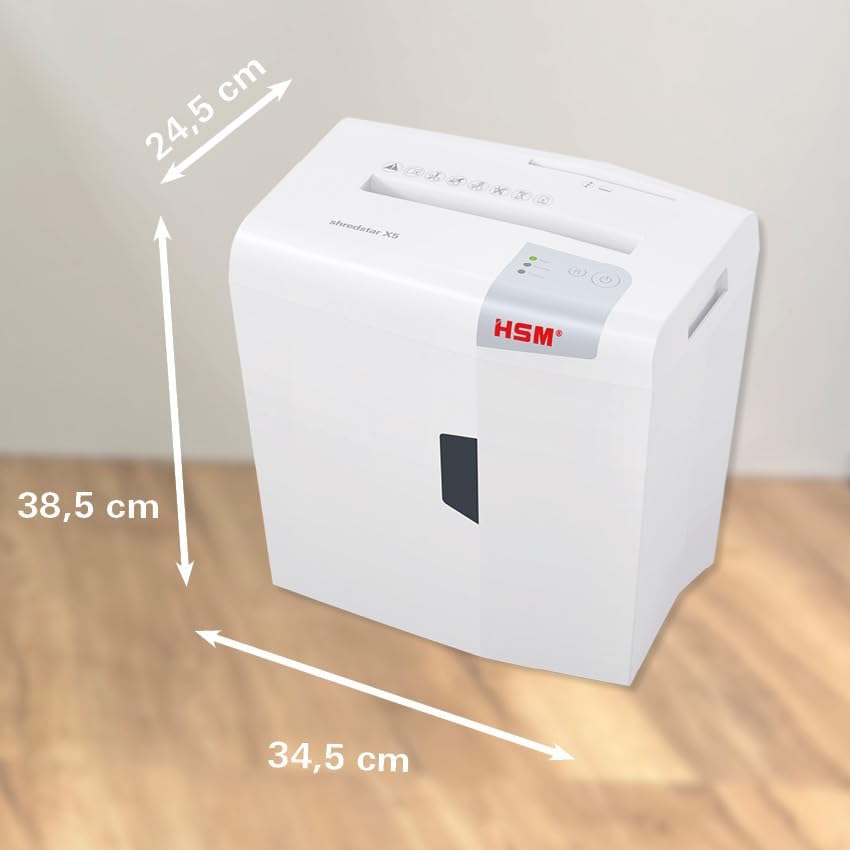 HSM shredstar X5 Aktenvernichter, Sicherheitsstufe P-4, 5 Blatt (Partikelschnitt) mit CD-Schredder w