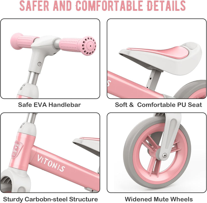 MHCYLION Laufrad ab 1.5-4 Jahre bis zu 25 kg, Lenkrad und Sattel höhenverstellbar, Lenkradschloss, U