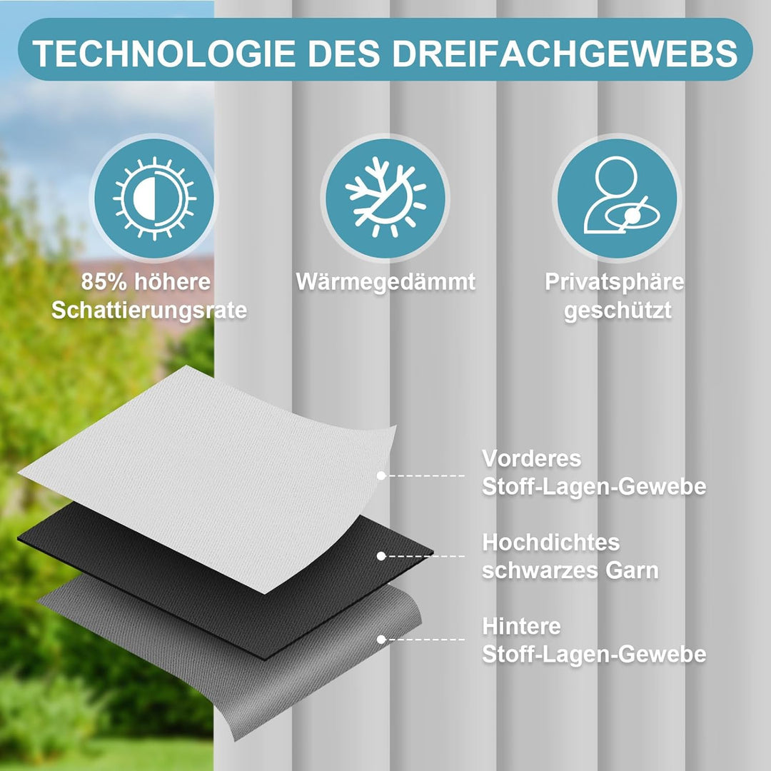 Lapalife Outdoor Vorhang Wasserdichter extra breit Oben und unten mit Ösen,B254XH274cm Wetterfest Ou