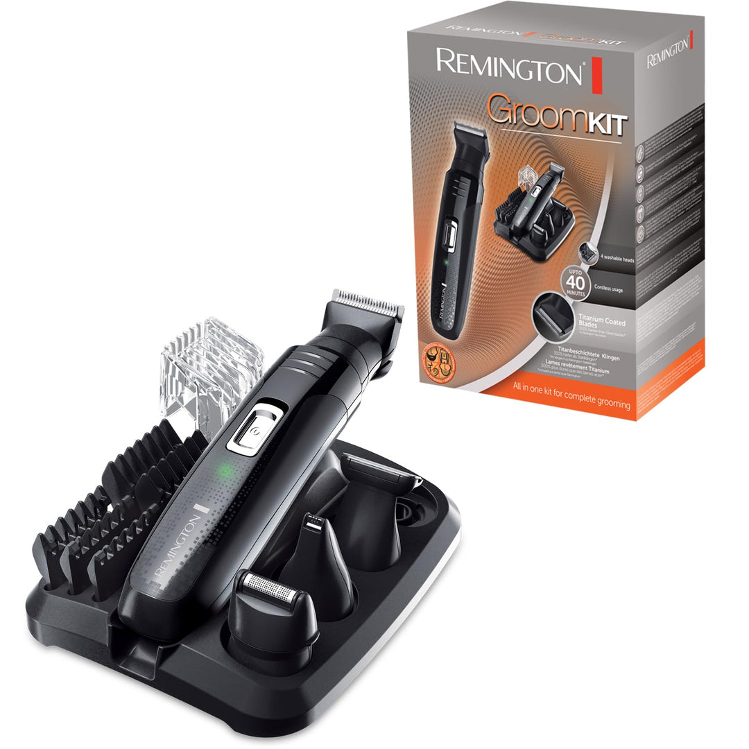 Remington GroomKit PG6130, Stylingset für Gesichts- und Körperhaare, 4 abnehmbare Aufsteckköpfe, sch