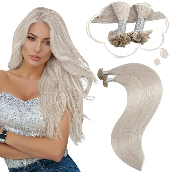 Moresoo Bonding Extensions Echthaar Blond 1g U Tip Extensions Echthaar Remy Keratin Hot Fusion Haarv