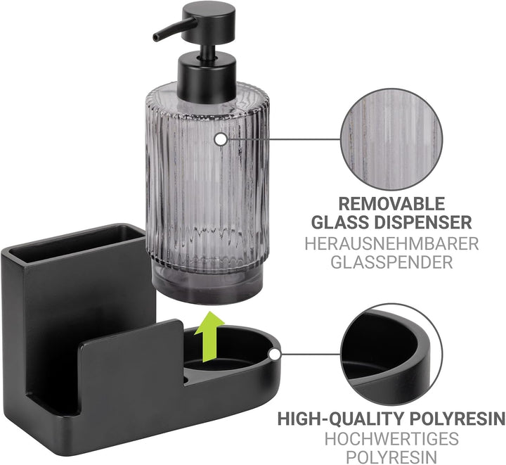 Spülorganizer Mod. Pina praktischer Spülbeckenorganizer mit Seifenspender für Küche und Bad aus Poly