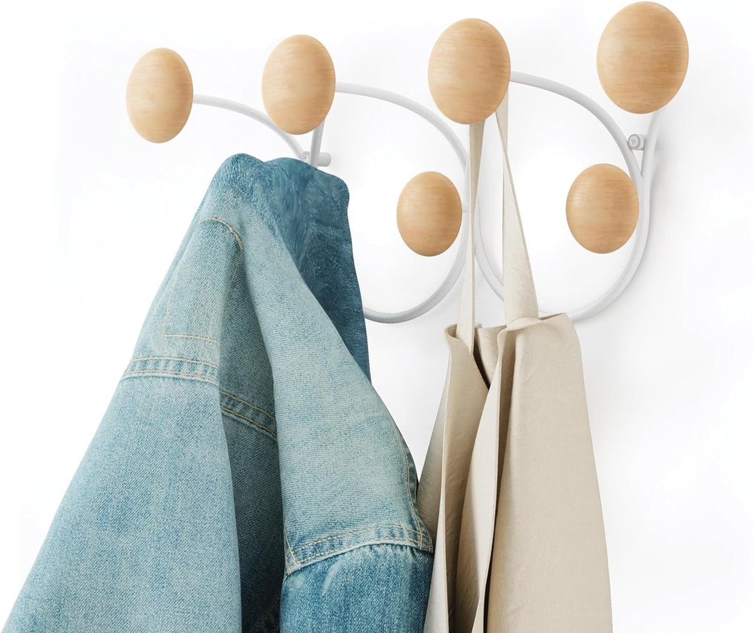 Umbra Dotsy Wandgarderobe, dekorative Garderobenleiste mit 7 Haken für Jacken, Schals, Taschen, Ruck