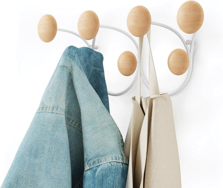 Umbra Dotsy Wandgarderobe, dekorative Garderobenleiste mit 7 Haken für Jacken, Schals, Taschen, Ruck