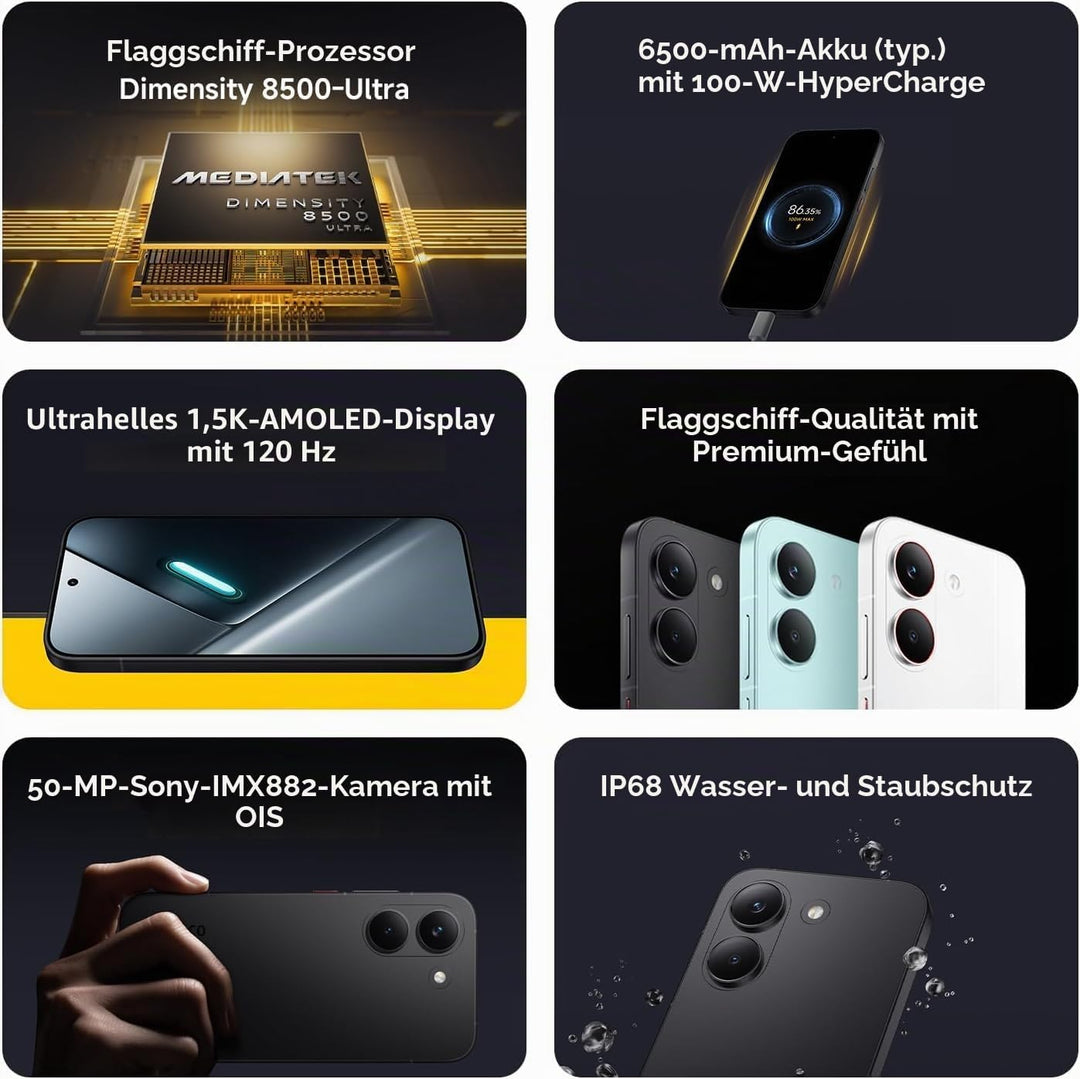 XIAOMI Poco X8 Pro Smartphone 8GB+512GB, Dimensity 8500-Ultra Prozessor, 6500mAh Akku, Ultra-helles