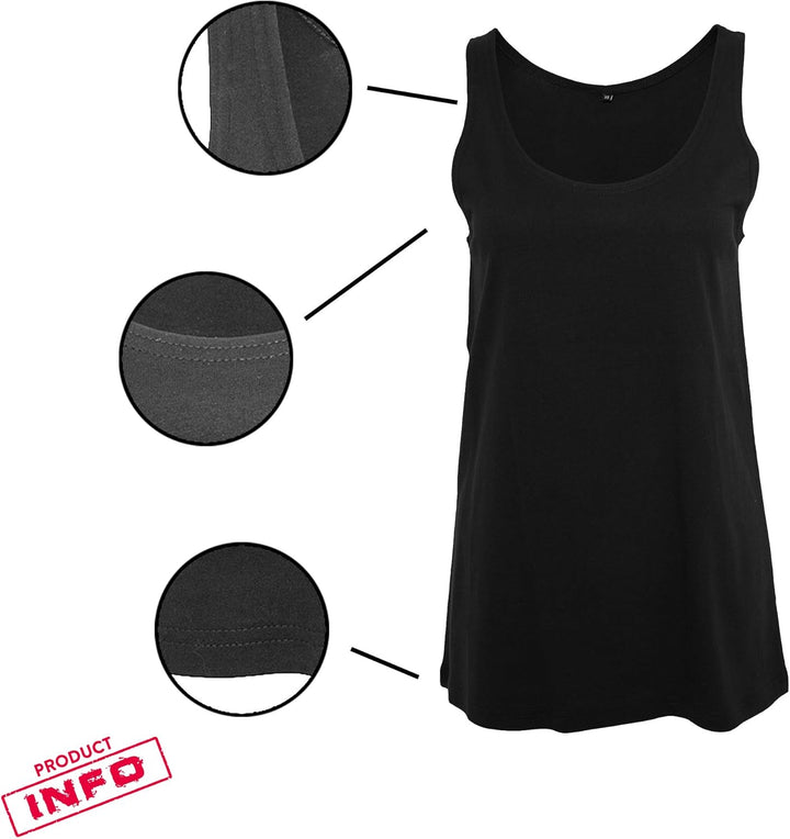 Ladies Shirt Oversize Tanktop Hakuna Matata - Schwarz & Weiss - umgeschlagener Ärmelsaum T-Shirt mit