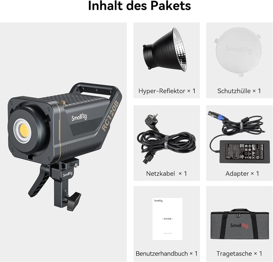 SMALLRIG 120W COB Video Light, Bi-Color 2700K-6500K 52800Lux Continuous Output Light mit 9 Lichteffe