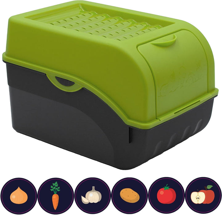 ARTECSIS Kartoffel Aufbewahrungsbox grün 2er Set I Gemüsebox Kartoffelbox mit Deckel für ca. 4 kg Ka
