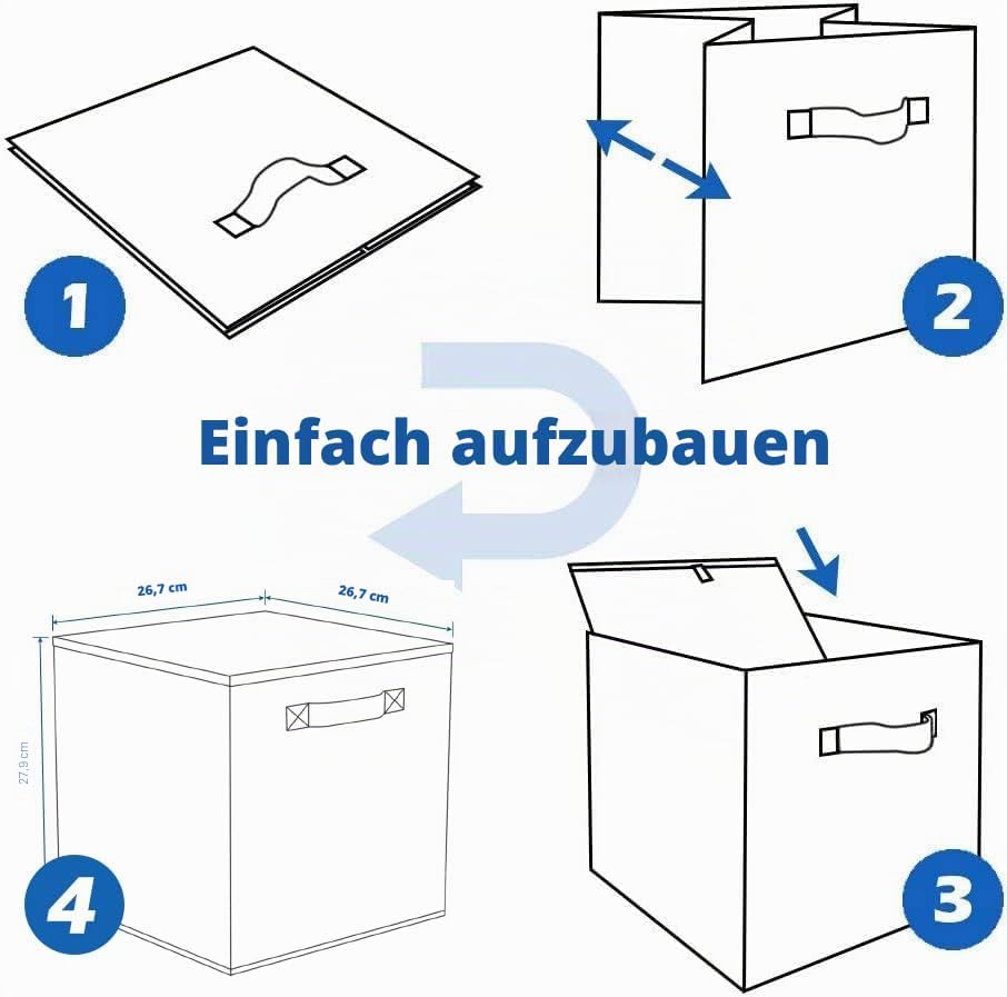 PowerKing Aufbewahrungsbox Organizer aus Stoff, 6-er faltbar Aufbewahrungsbehälter Aufbewahrung Box