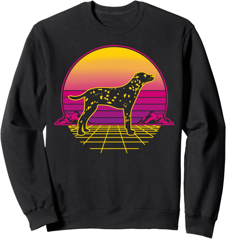 Dalmatiner Hund Welpe Retro Vintage Sunset Geschenk Sweatshirt