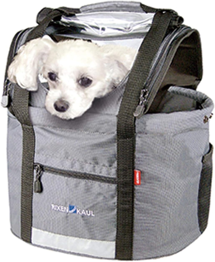 KLICKfix Hundekorb Doggy, grau/schwarz, 0302GR Bundle mit Lenkeradapter Ohne Schloss, Bundle mit Len