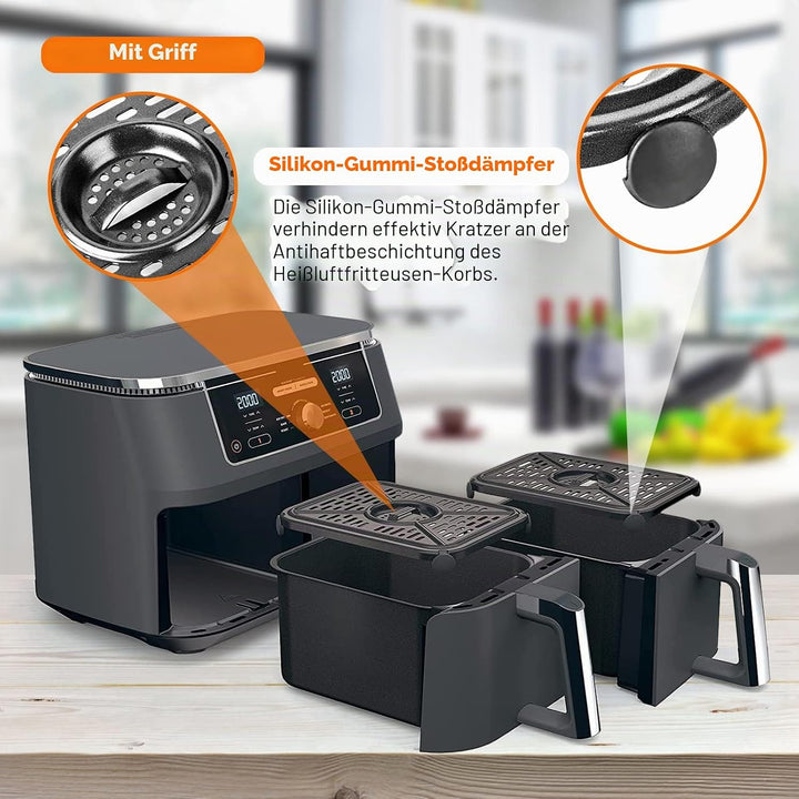Air Fryer Grillpfanne für Ninja Air Fritteusen, 2 Packungen Ersatz Air Fryer Crisper Plate Grillplat