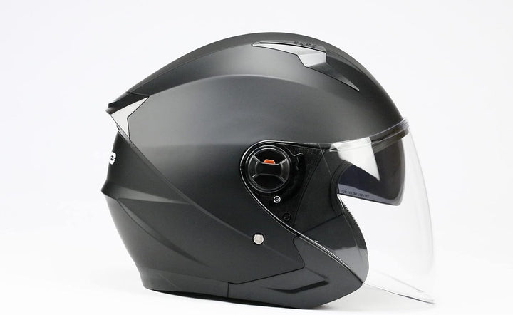 BNO Jet9 Jethelm Helm Motorradhelm mit Langvisier+ Sonnenvisier Matt Schwarz Grösse (S-XL), S